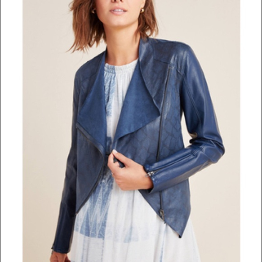 Blue Suede Leather Jacket